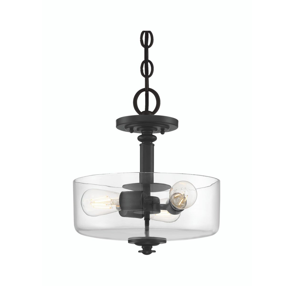 Craftmade Dardryn 3 Light Convertible Semi Flush in Flat Black (Clear Glass)