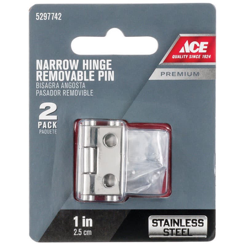Ace.9 in. W X 1 in. L Stainless Steel Silver Stainless Steel Narrow Hinge 2 pk