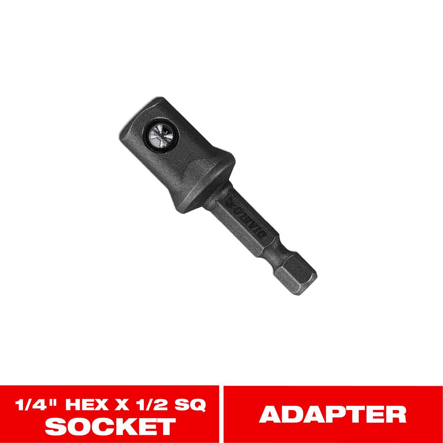 Diablo 2 in. L X 1/2 in. drive X 1/4 in. Square to Hex Socket Adapter 1 pc
