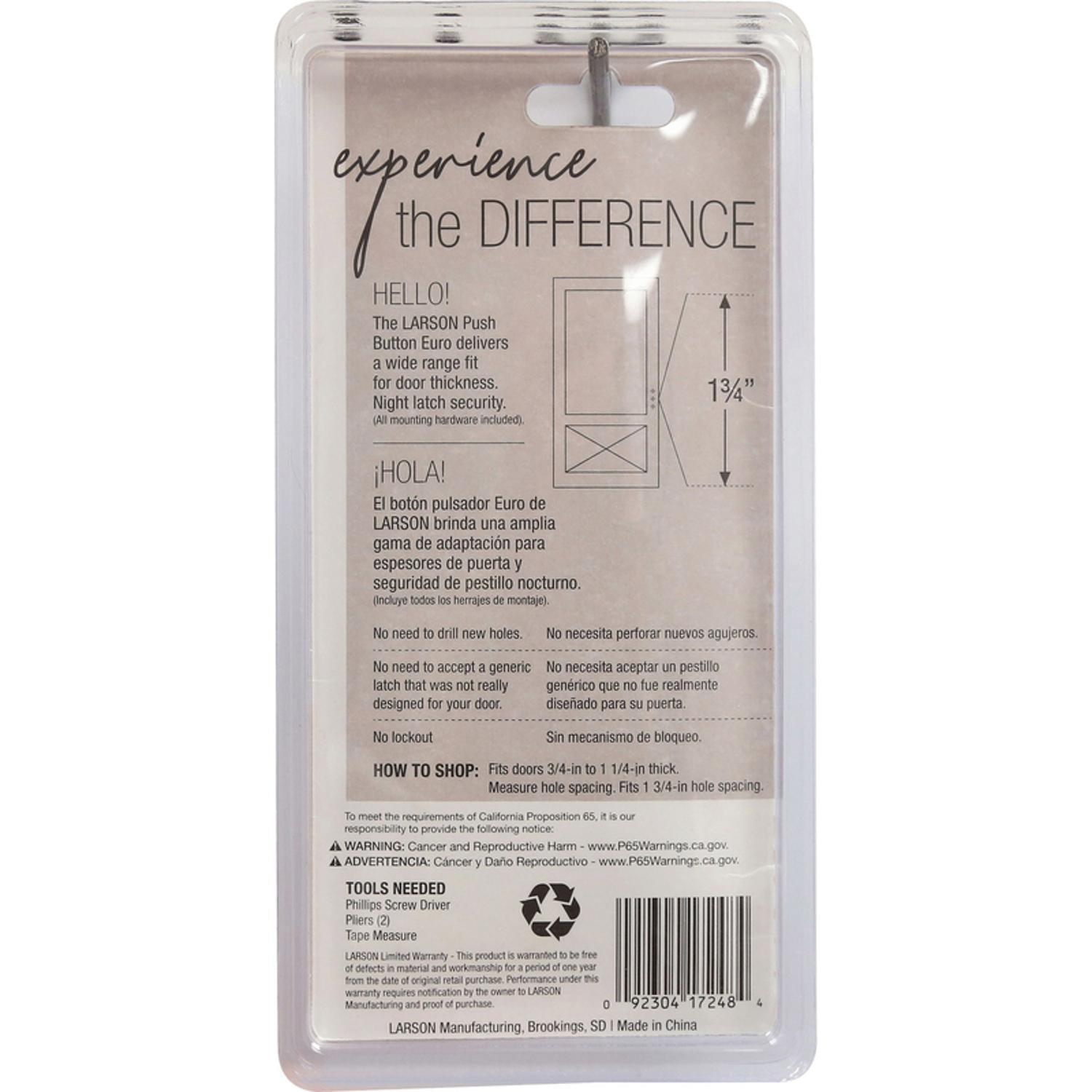 Larson Euro Zinc-Plated White Zinc Push Button Latch 1 pk