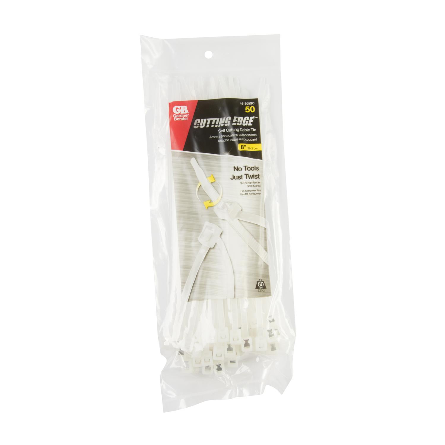 Gardner Bender 8in. L Clear Self-Cutting Cable Tie 50 Pack