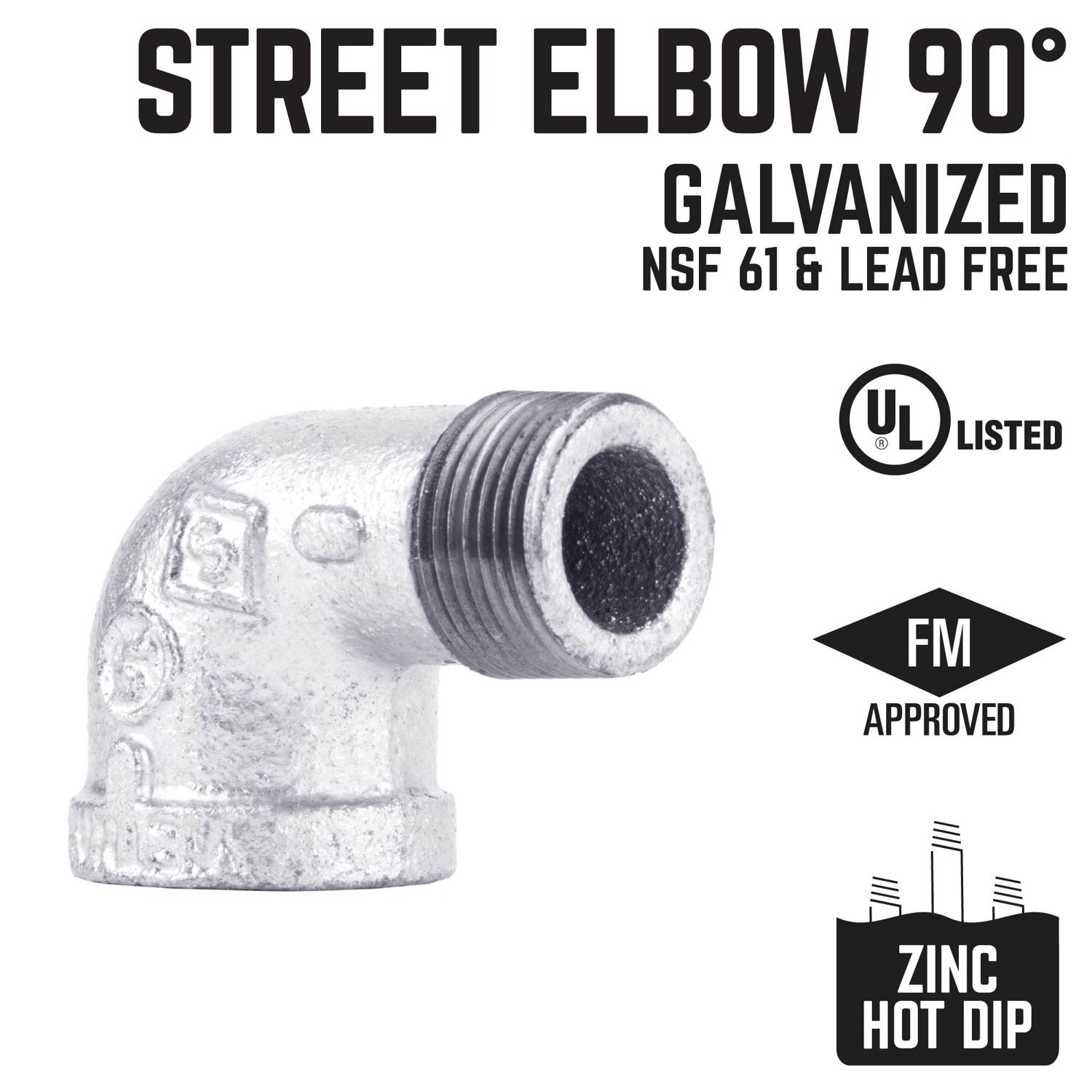 STZ Industries 1-1/4 in. FIP X 1-1/4 in. D MIP Galvanized Malleable Iron 90 Degree Street Elbow