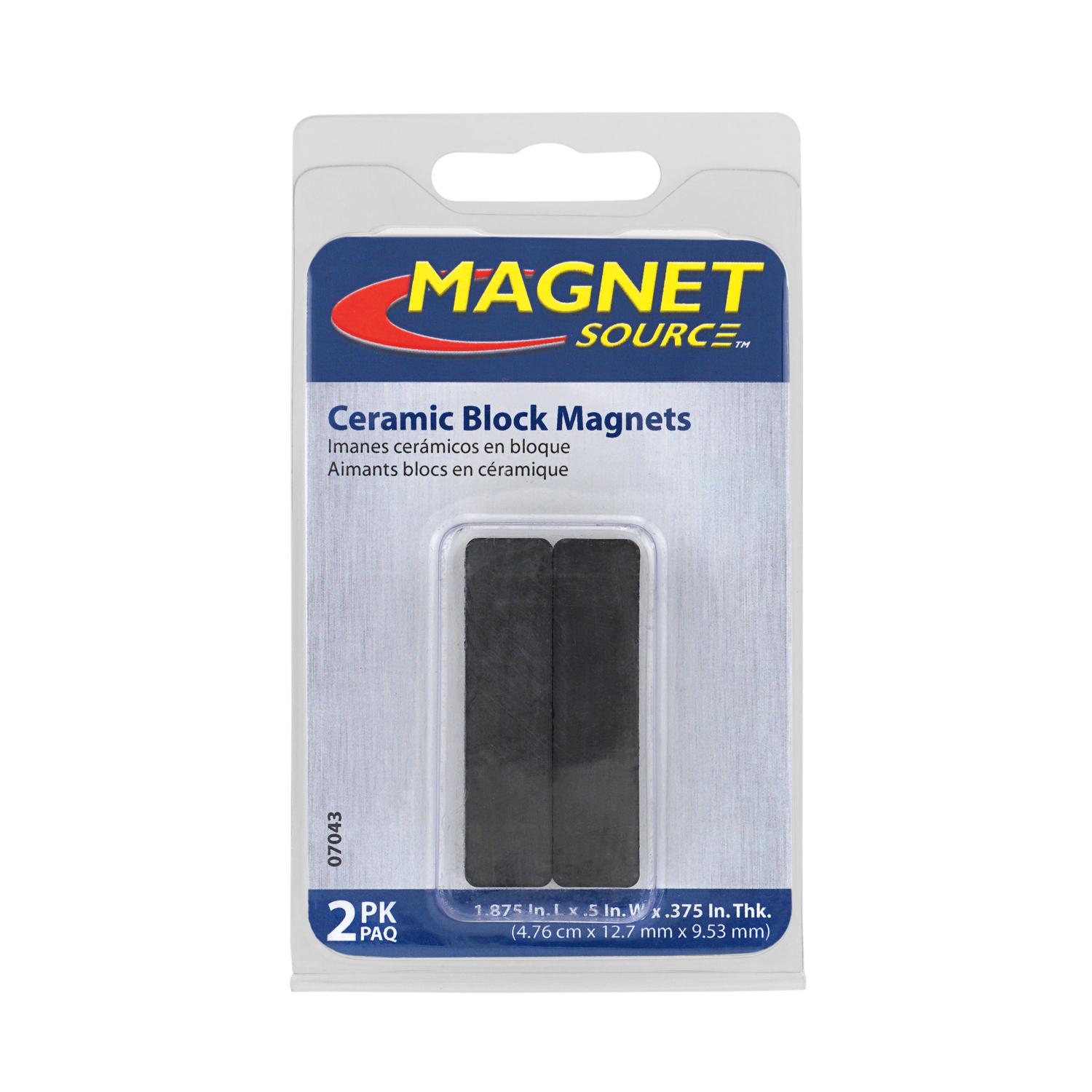 Magnet Source 1.875 in. L X.5 in. W Black Block Magnets 2.3 lb. pull 2 pc