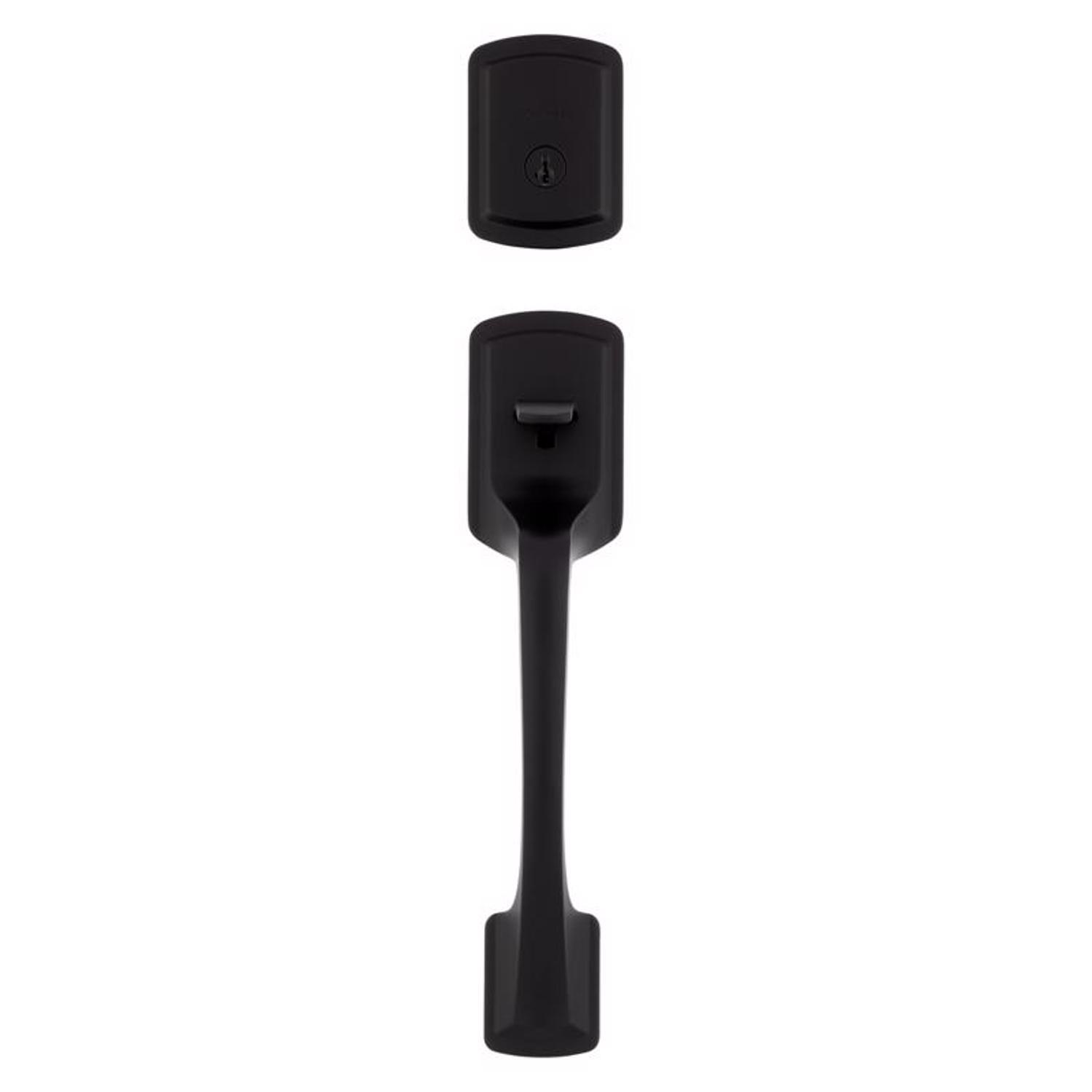 Kwikset Prague Matte Black Entry Handleset 1-3/4 in.