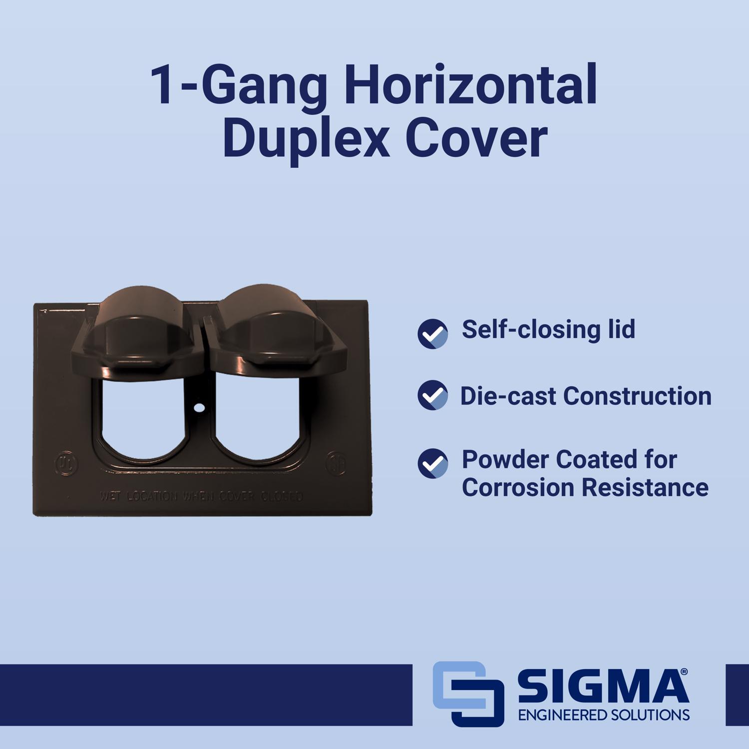 Sigma Engineered Solutions Rectangle Die-Cast Metal 1 gang 2.83 in. H X 4.57 in. W Horizontal Duplex