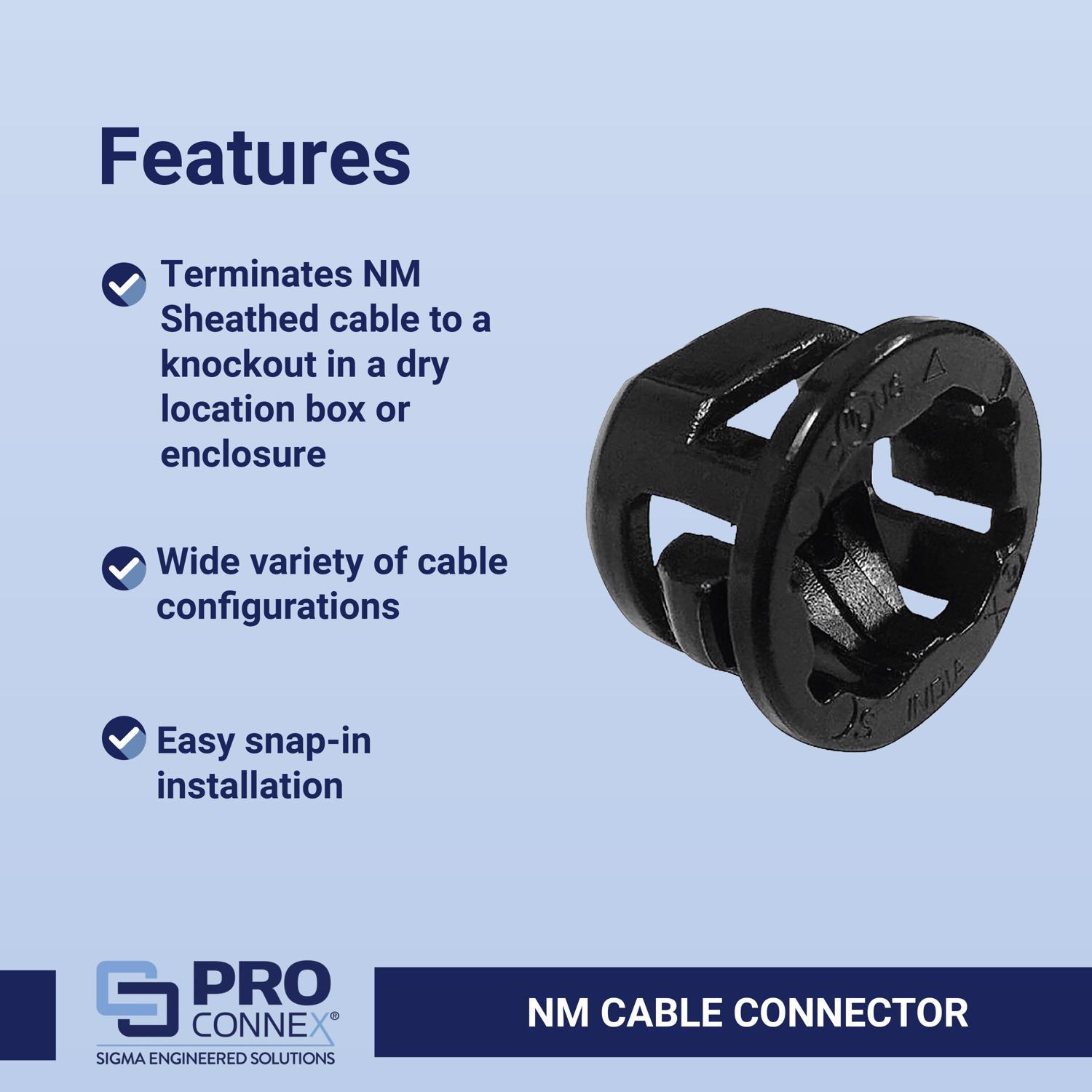 Sigma Engineered Solutions ProConnex NM Cable Cable Connector 1/2 in. D 100 pk