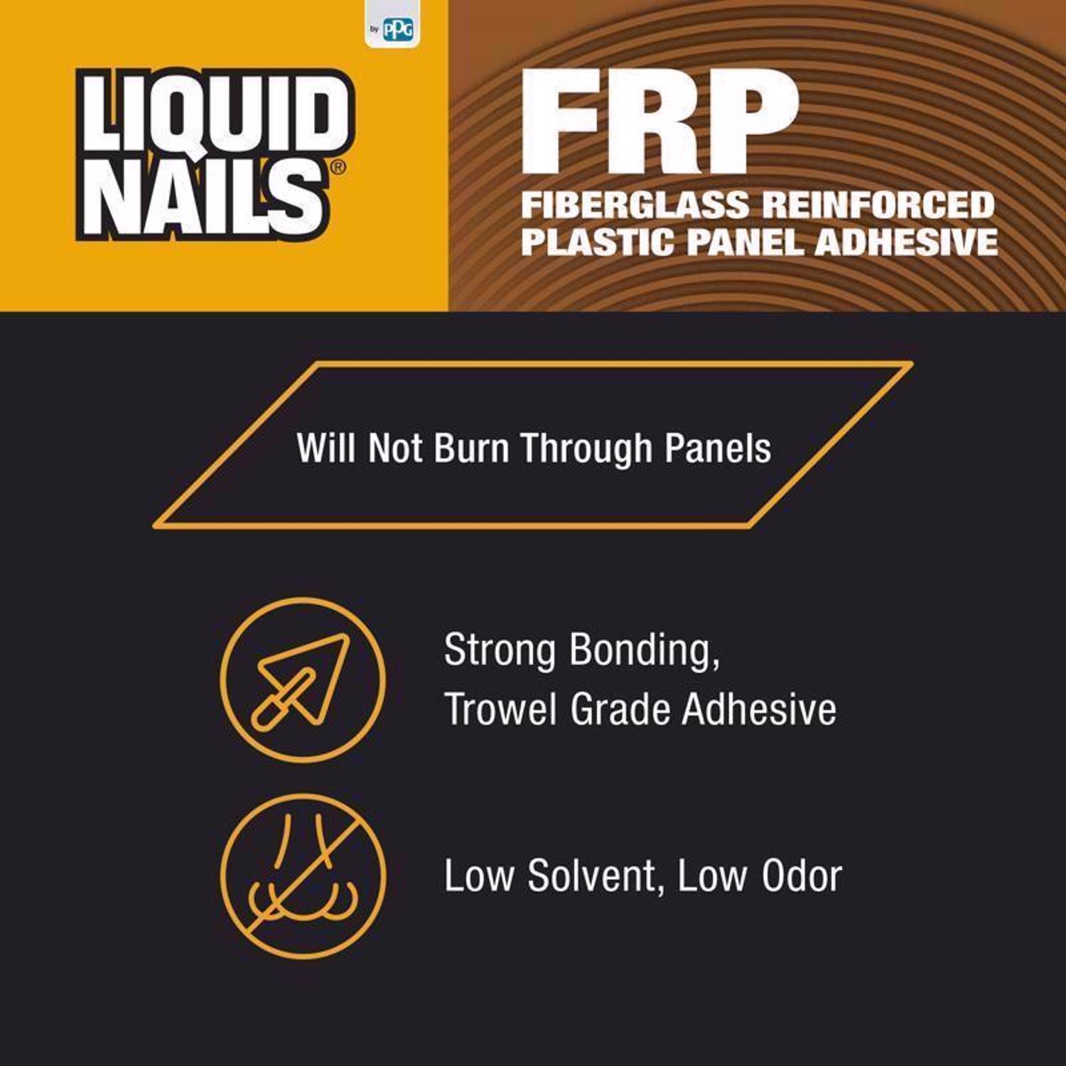 Liquid Nails FRP Fiberglass Reinforced Plastic Panel High Strength Acrylic Latex Off White Adhesive