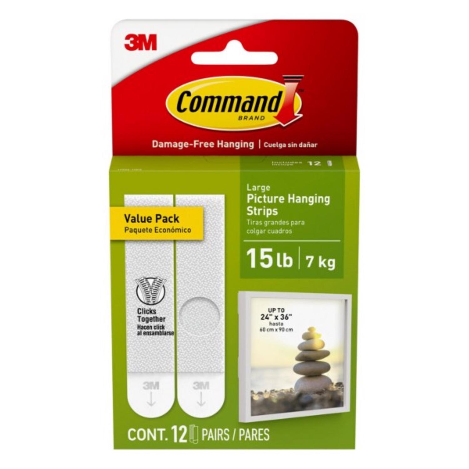 3M Command White Large Picture Hanging Strips 16 lb 12 pk