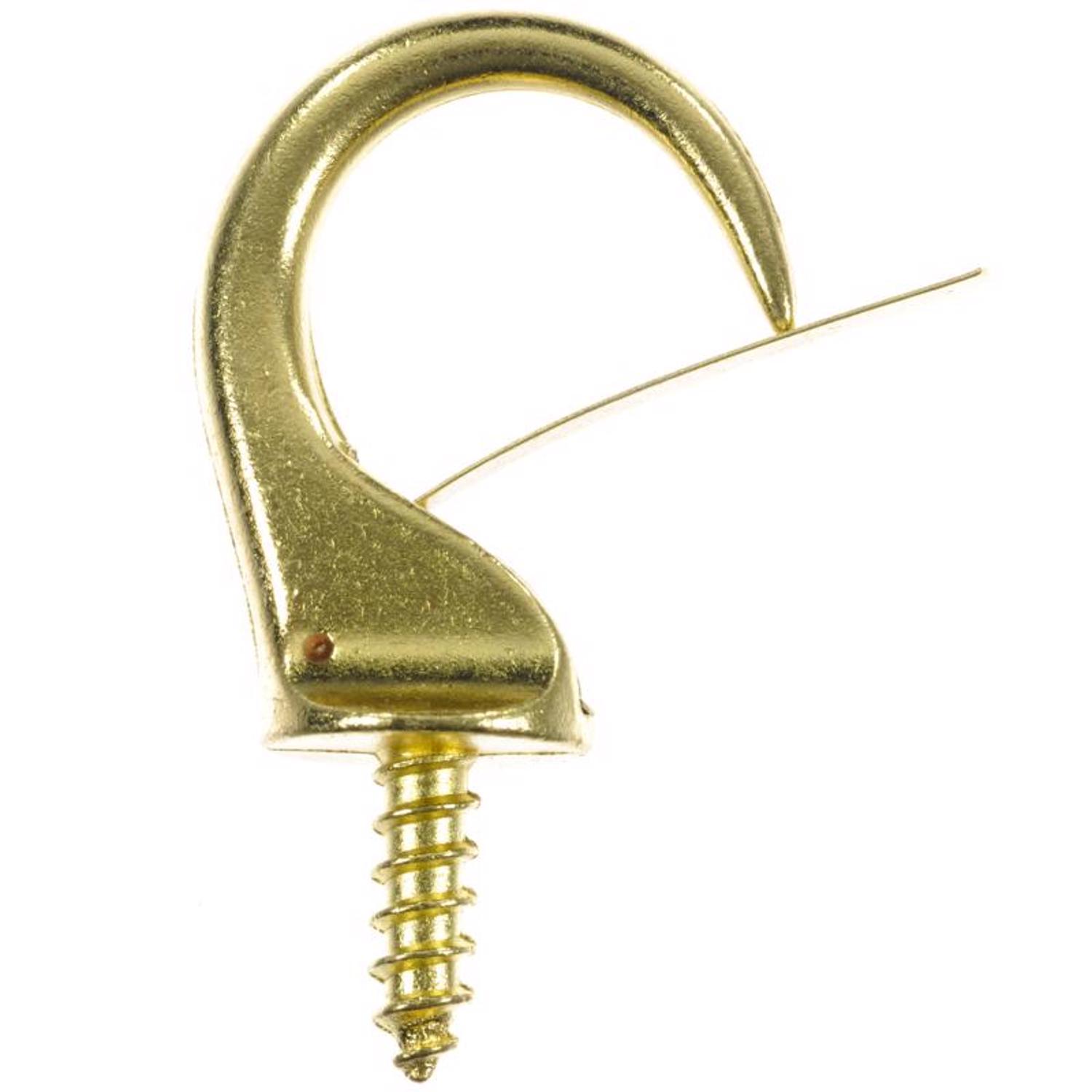 Ace Small Polished Brass Brass Steel 1.9375 in. L Cup Hook 25 lb 3 pk