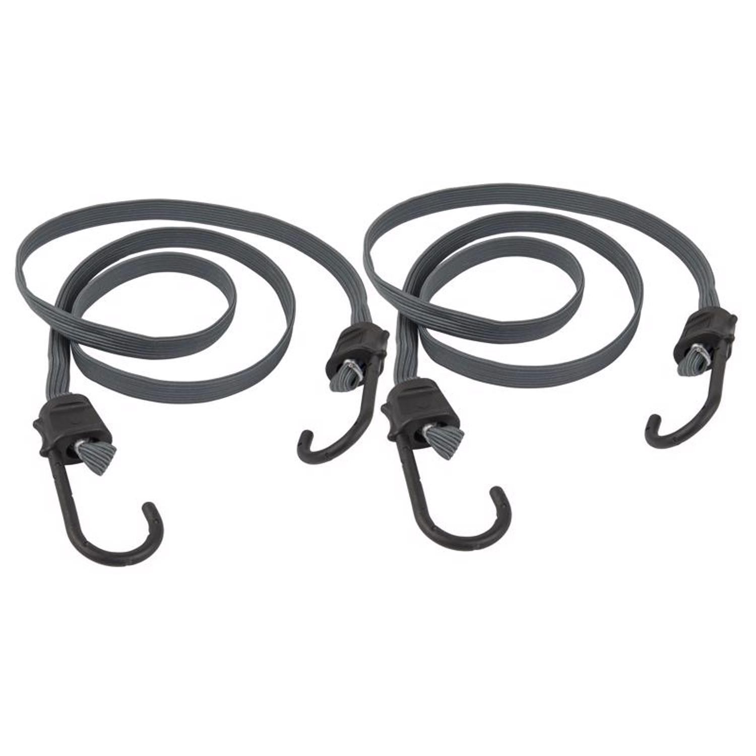 Keeper Gray Flat Bungee Cord 48 in. L X 0.315 in. 2 pk