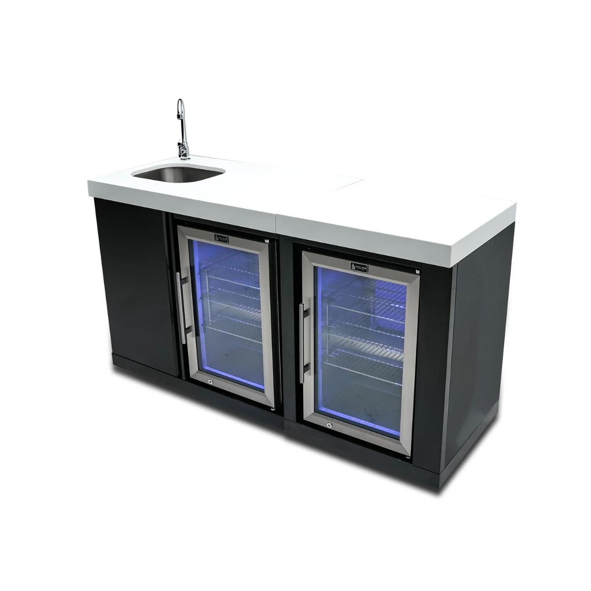 Mont Alpi Black Stainless Steel Beverage center and fridge cabinet