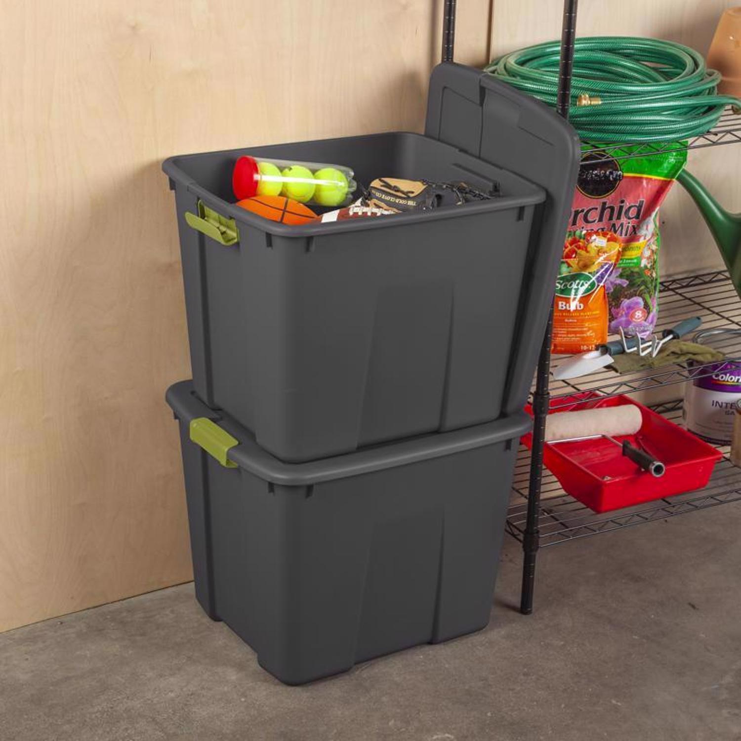 Sterilite 20 gal Dark Gray Latch Storage Box 16-7/8 in. H X 22-1/8 in. W X 18-5/8 in. D Stackable