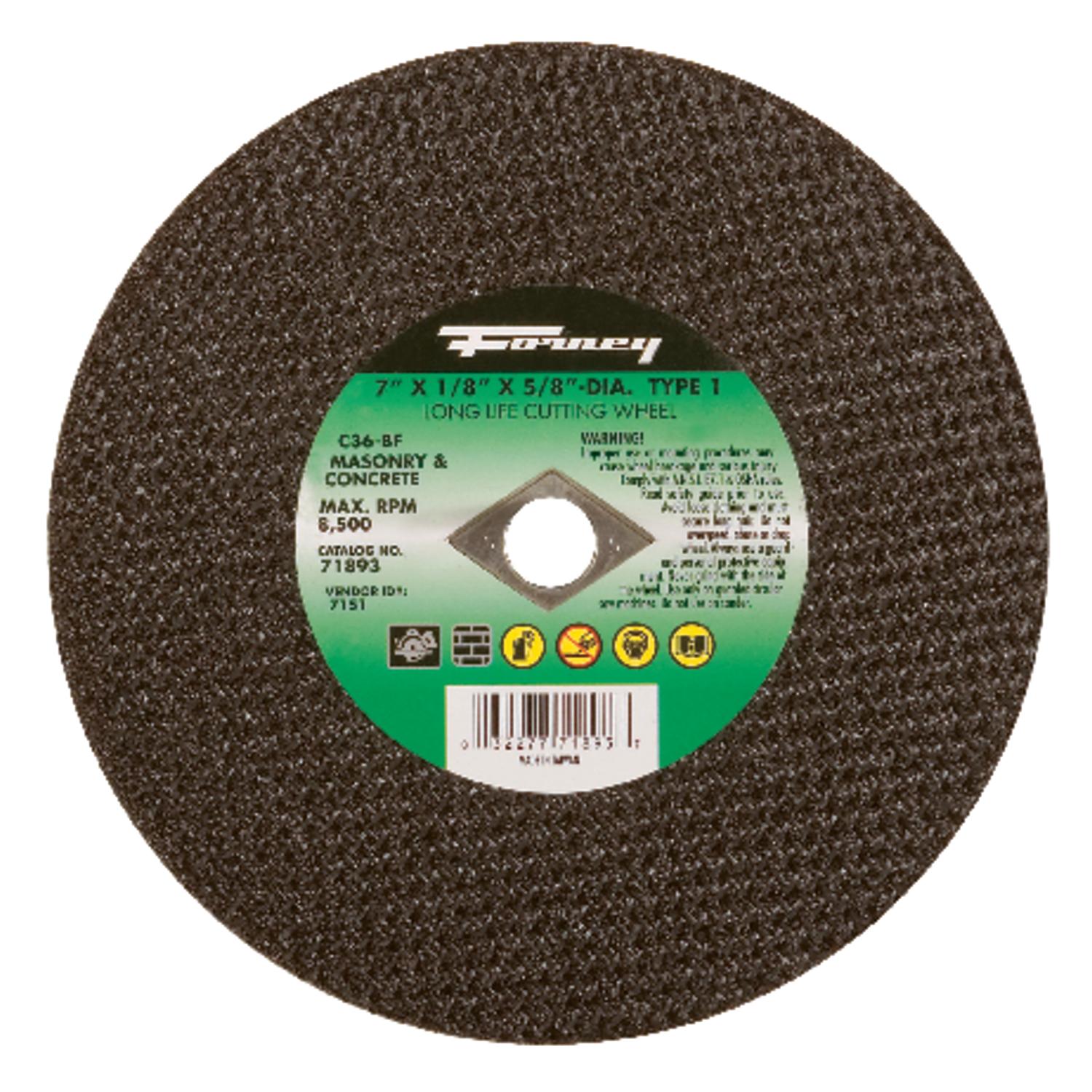 Forney 7 in. D X 5/8 in. X 1/8 in. thick Silicon Carbide Masonry Cutting Wheel 1 pc