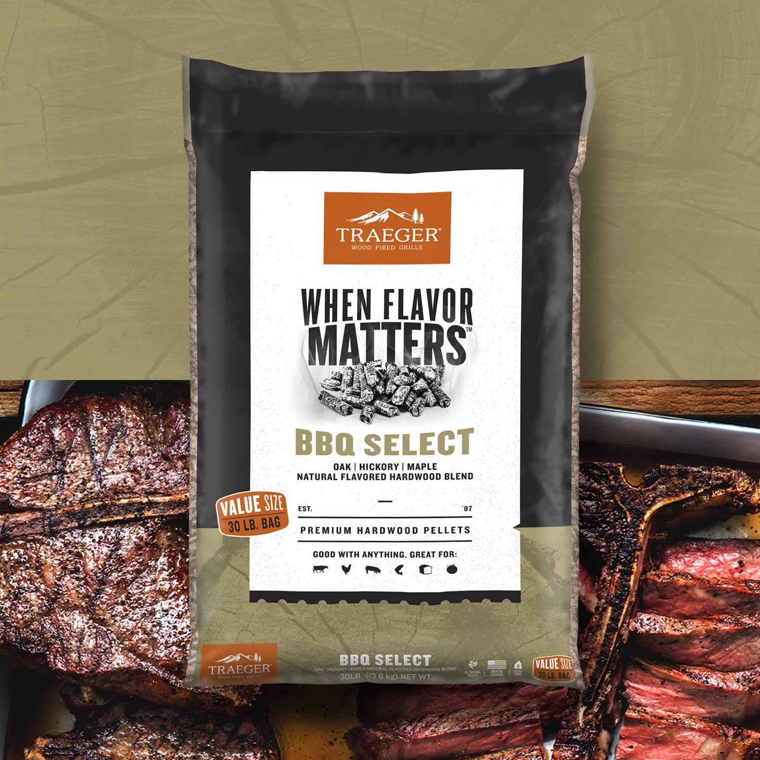 Traeger BBQ Select All Natural Oak/Hickory/Maple Hardwood Pellets 30 lb