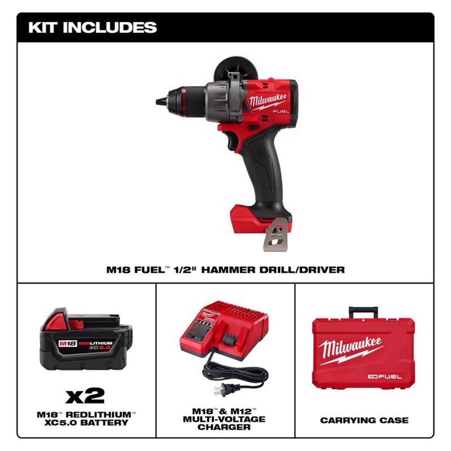 Milwaukee M18 FUEL 1/2 in. Brushless Cordless Hammer Drill/Driver Kit (Battery & Charger)