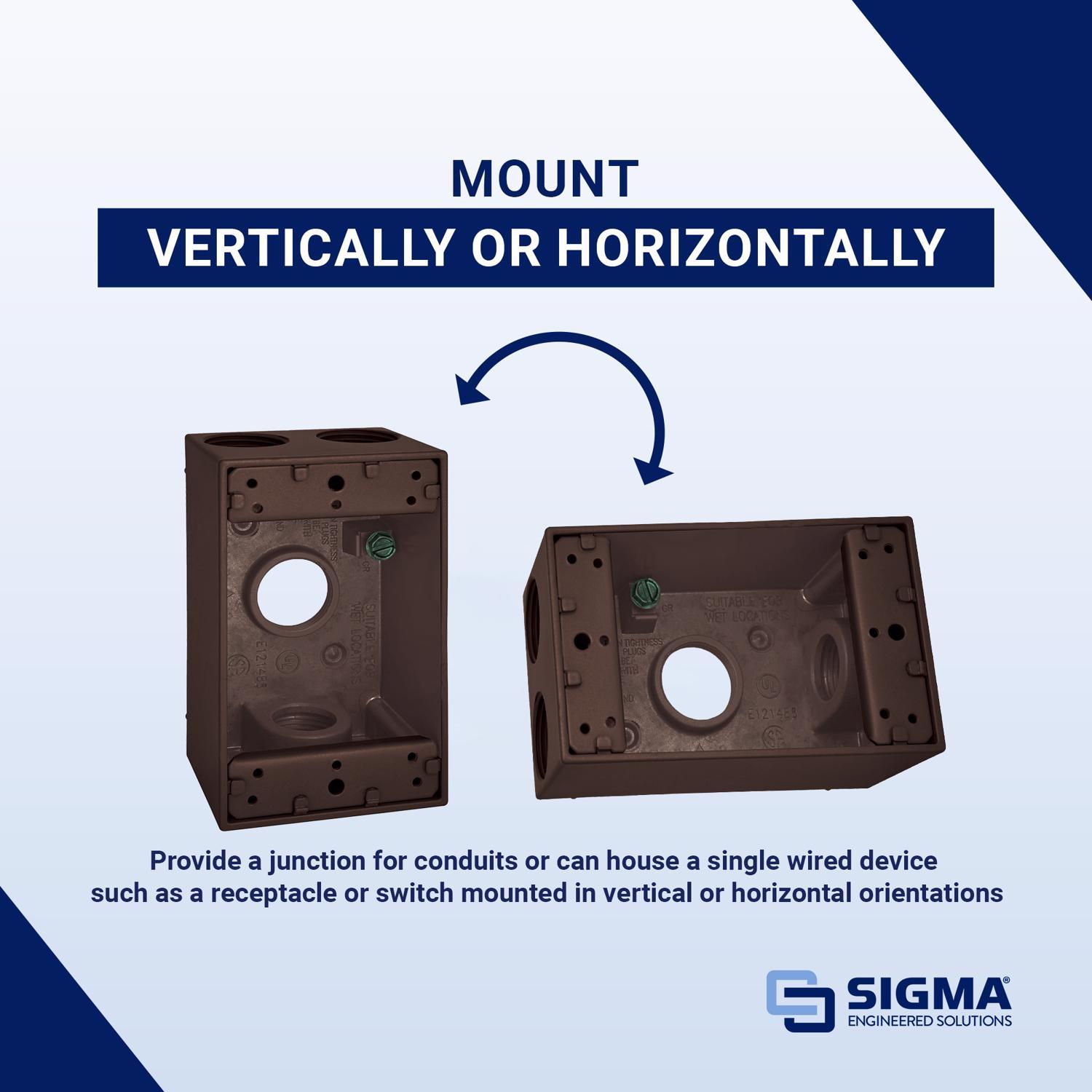 Sigma Engineered Solutions New Work 18 cu in Rectangle Die-Cast Metal 1 gang Weatherproof Box Bronze