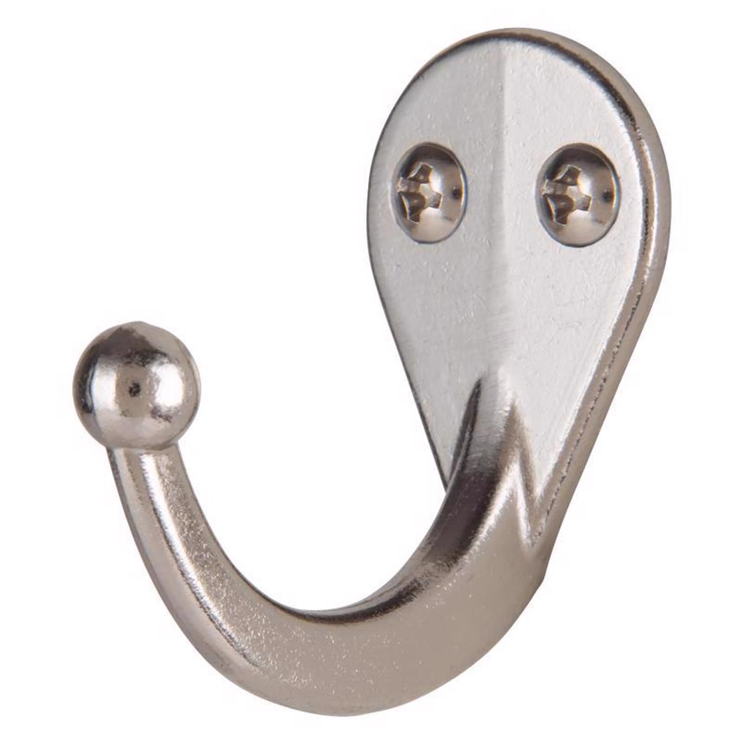Ace 1-3/4 in. L Satin Nickel Silver Metal Small Garment Hook 2 pk