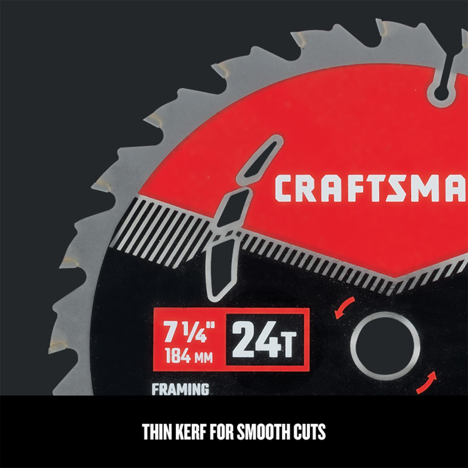 CRAFTSMAN 7-1/4 in. D X 5/8 in. High Performance Carbide Circular Saw Blade 24 teeth 1 pk