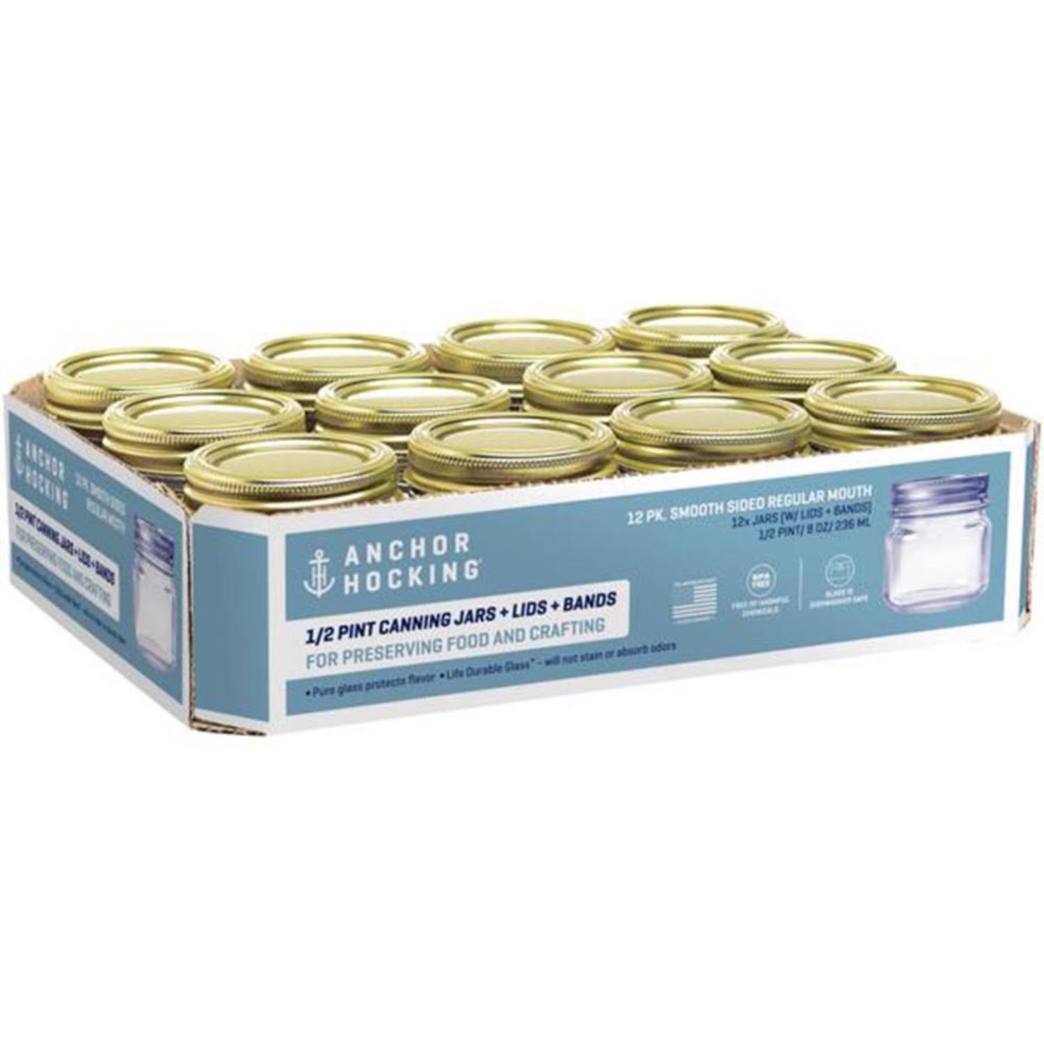 Anchor Hocking Tecnocap Regular Mouth Canning Jar 8 oz 12 pk