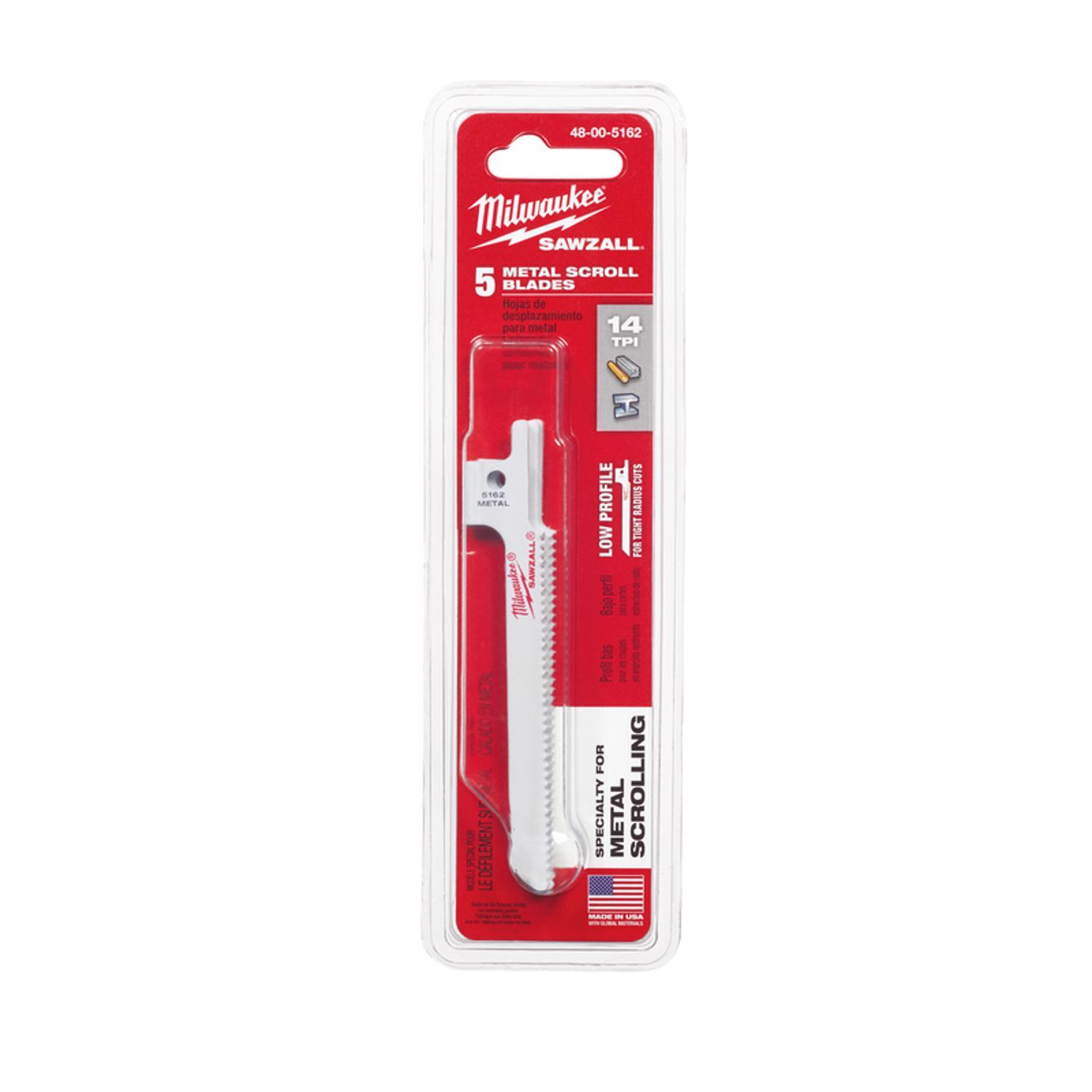 Milwaukee SAWZALL 3-5/8 in. Bi-Metal SUPER Reciprocating Saw Blade 14 TPI 5 pk
