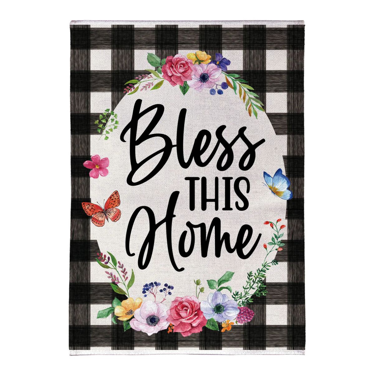 Evergreen Bless This Home Burlap House Flag