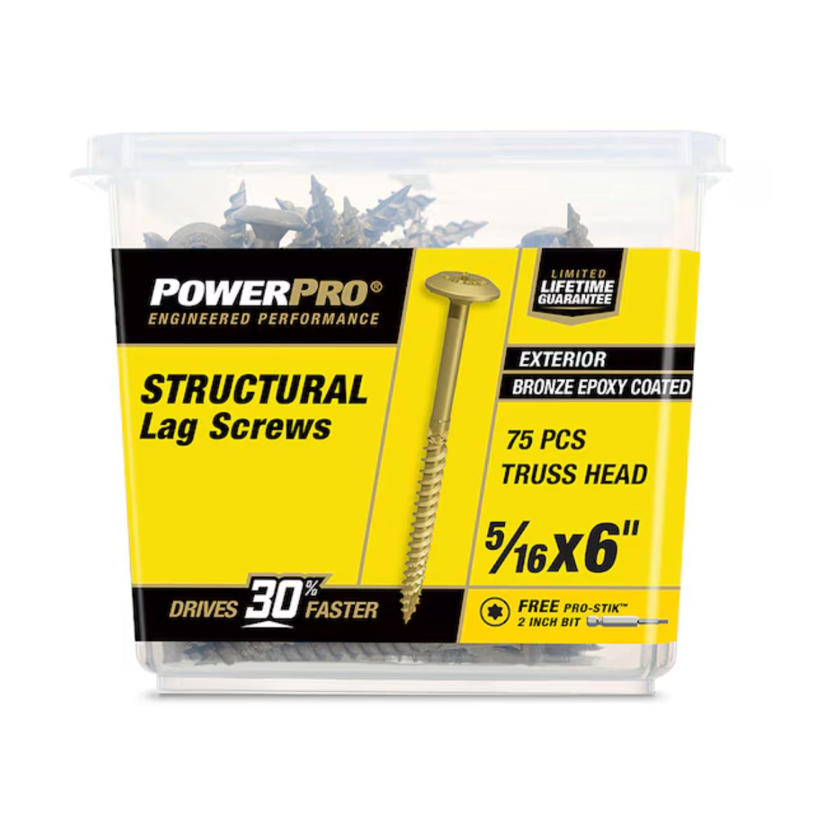 Power Pro 5/16-in x 6-in Epoxy Exterior Structural wood screws 75 Pieces