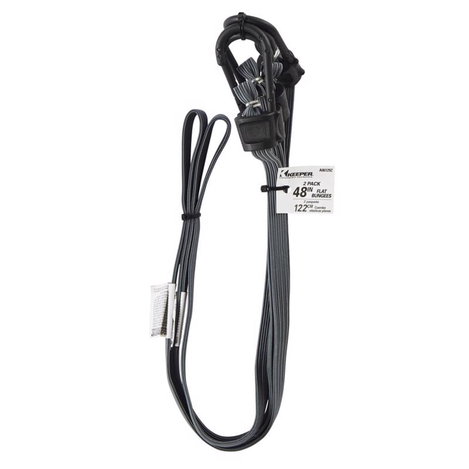 Keeper Gray Flat Bungee Cord 48 in. L X 0.315 in. 2 pk