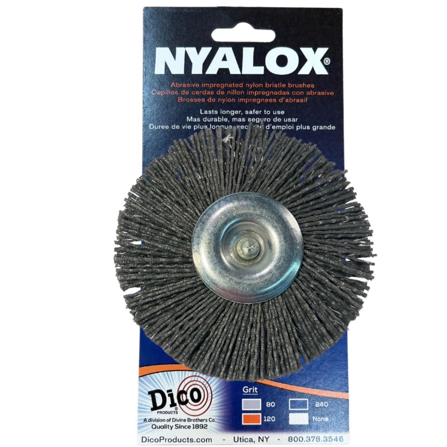 Dico Nyalox 4 in. Coarse Crimped Mandrel Mounted Wheel Brush Nylon 2500 rpm 1 pc