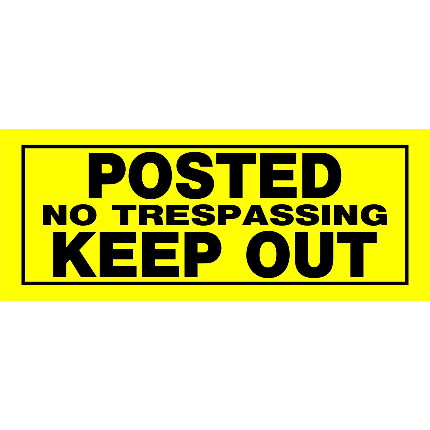 HILLMAN English Yellow No Trespassing Sign 6 in. H X 15 in. W