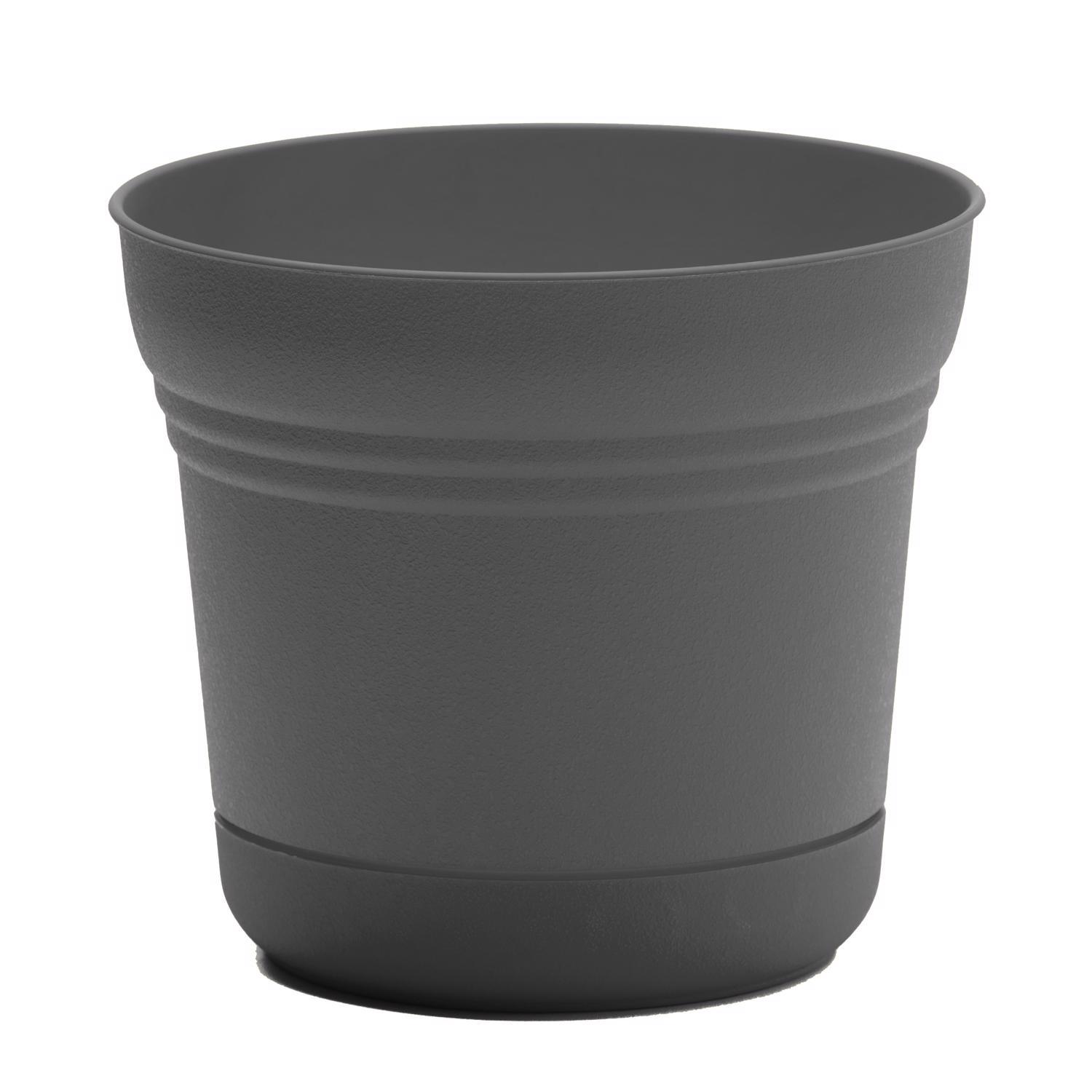 Bloem Saturn 8.5 in. H X 9.75 in. W Polyresin Traditional Planter Charcoal