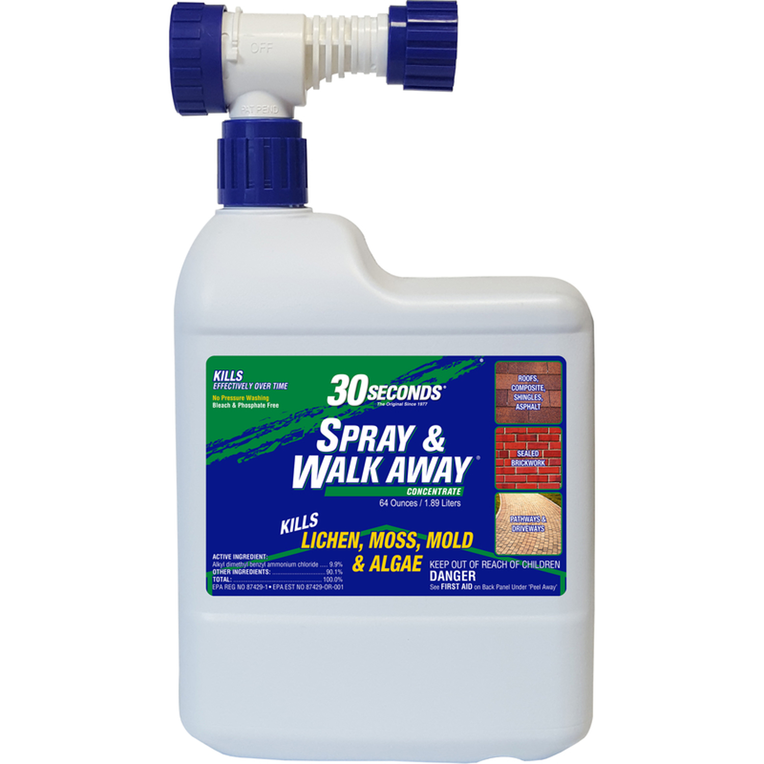 30 Seconds Spray & Walk Away Lichen, Moss, Mold, Algae Killer 64 Oz
