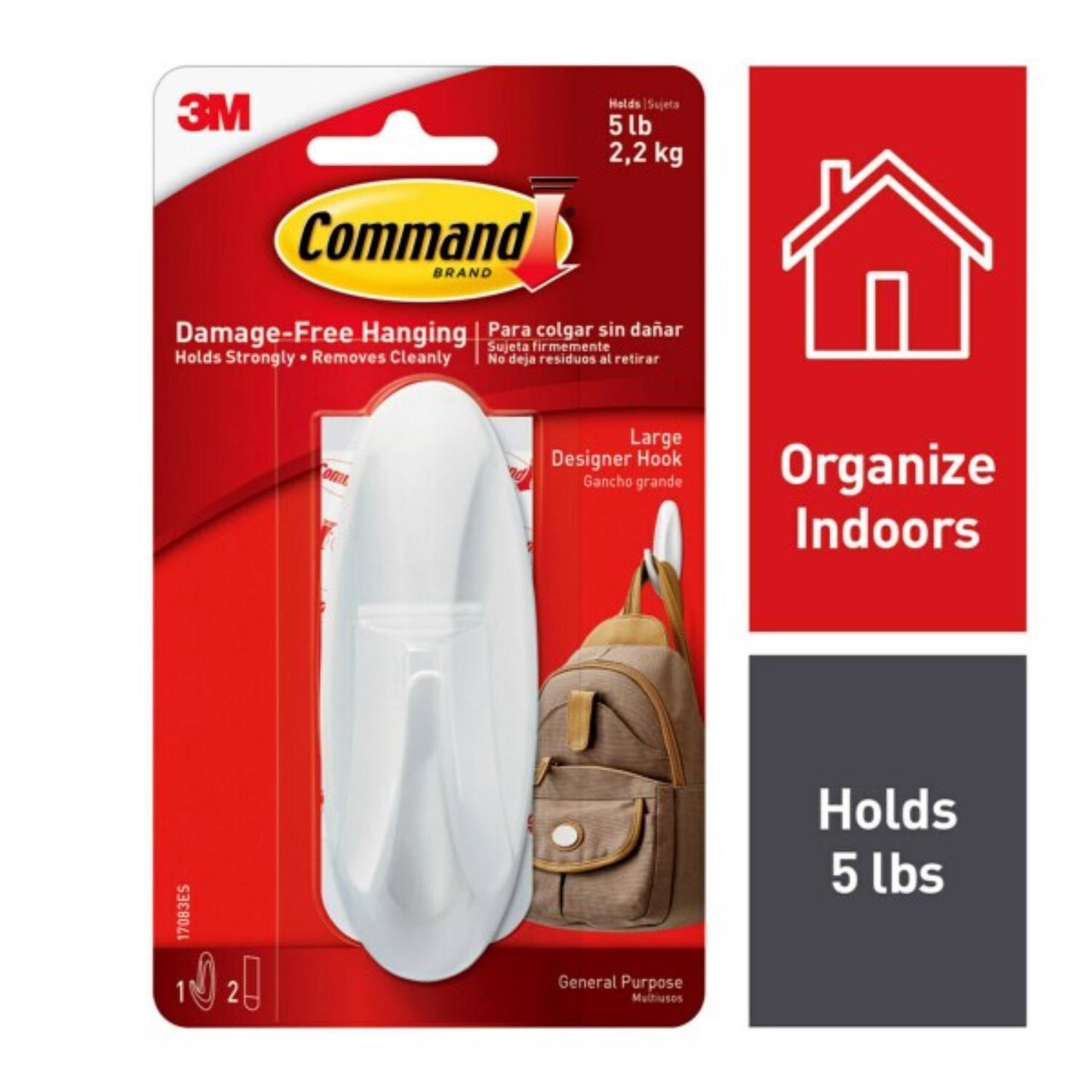 3M Command Large Plastic Designer Hooks 4.125 in. L 1 pk