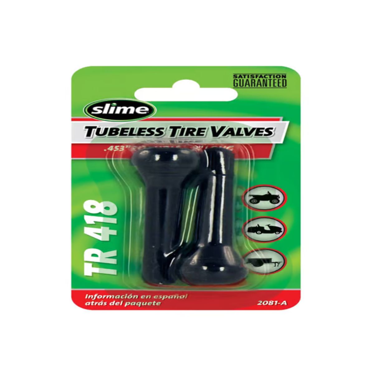 Slime Rubber 60 psi Tubeless Tire Valve 2 Pack