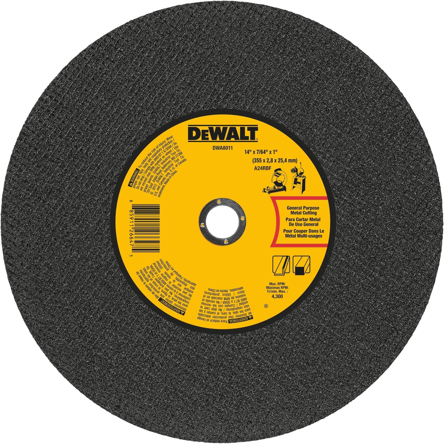 DeWalt High Performance 14 in. D X 1 in. X 7/64 in. thick Metal Grinding Wheel 1 pk