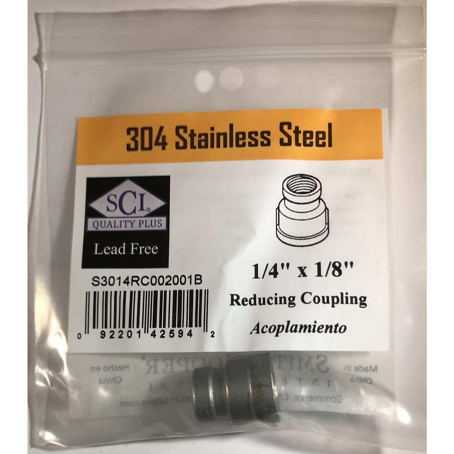 Smith-Cooper 1/4 in. FPT X 1/8 in. D FPT Stainless Steel Reducing Coupling