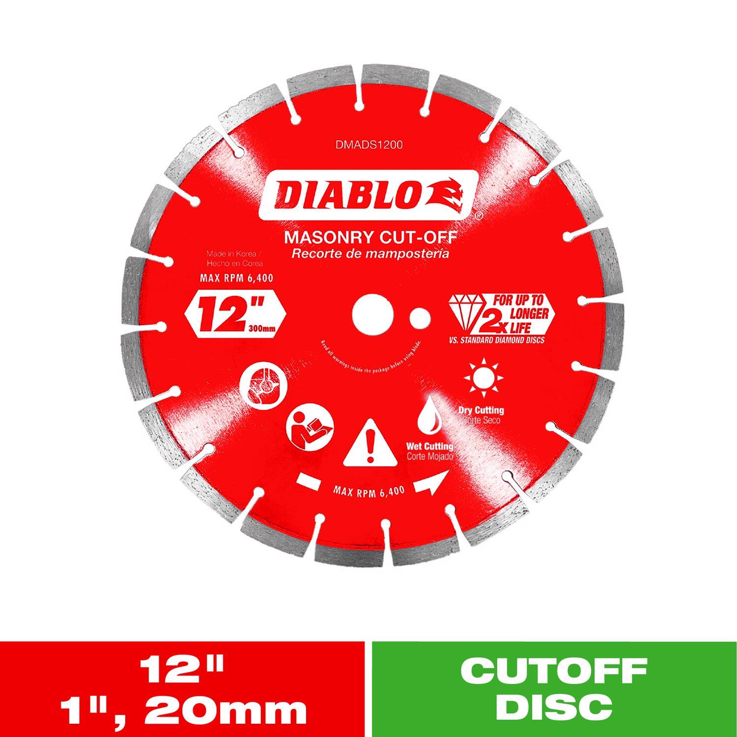 Diablo 12 in. D X 1 in. X.110 in. thick Diamond Segmented Masonry Cut-Off Disc