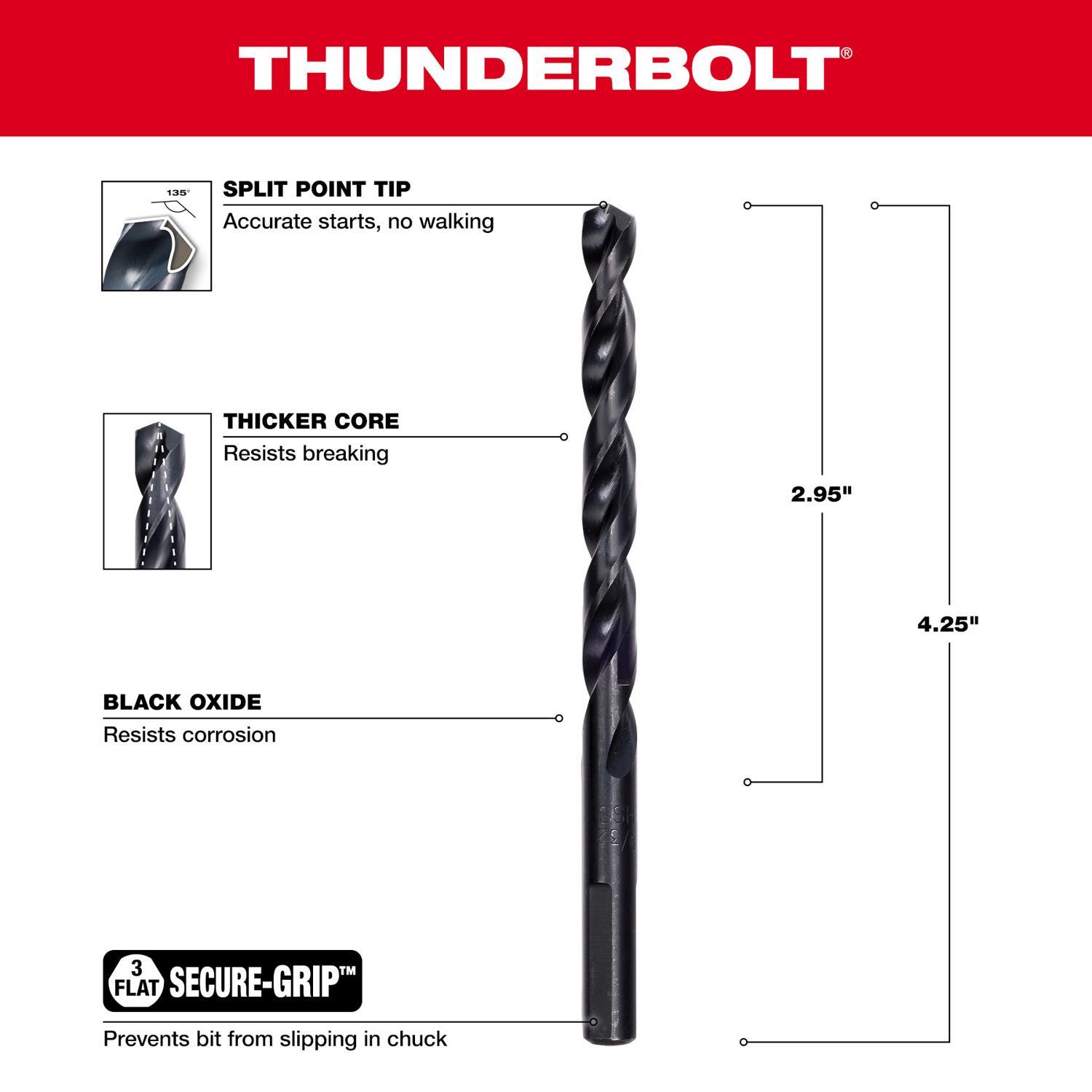 Milwaukee Thunderbolt 9/32 in. X 4-1/4 in. L Black Oxide Drill Bit 3-Flat Shank 1 pc