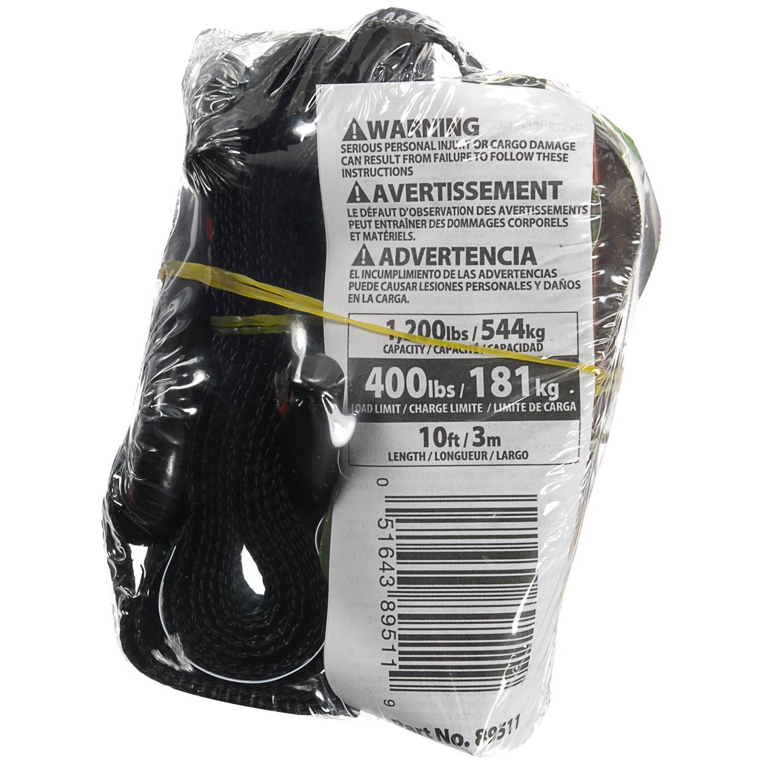 Keeper 1 in. W X 10 ft. L Black Tie Down w/Ratchet 400 lb 1 pk
