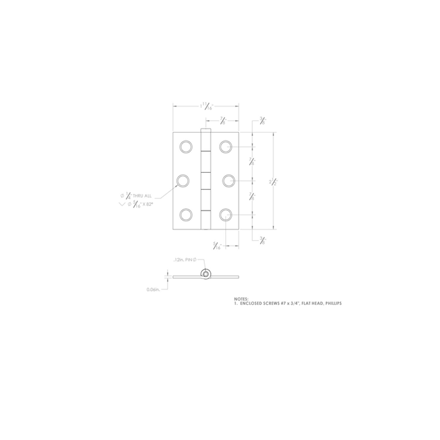 Ace 2.75 in. W X 2-1/2 in. L Bright Brass Gold Brass Narrow Hinge 2 pk