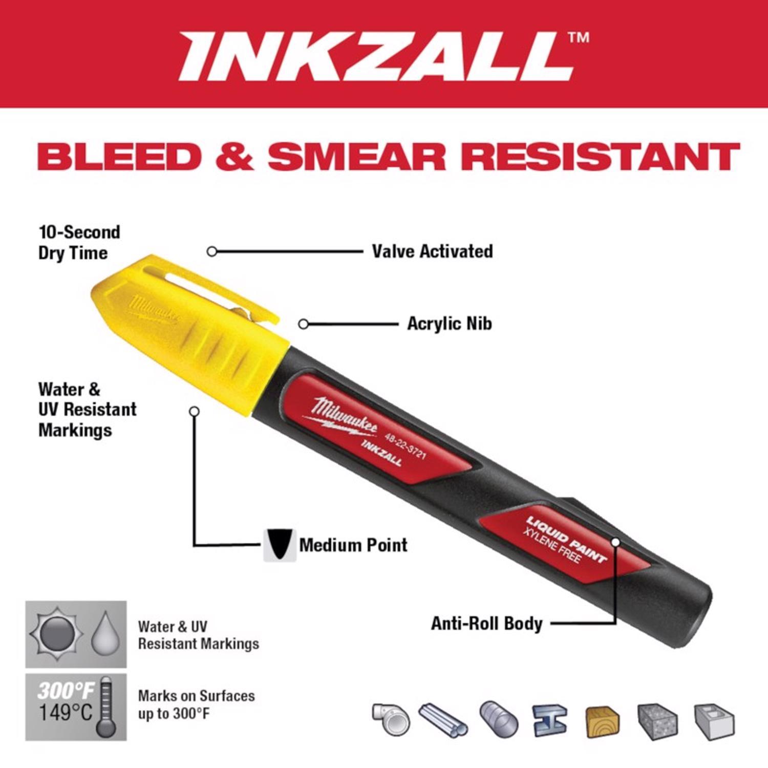 Milwaukee INKZALL Yellow Medium Tip Liquid Paint Marker 1 pk