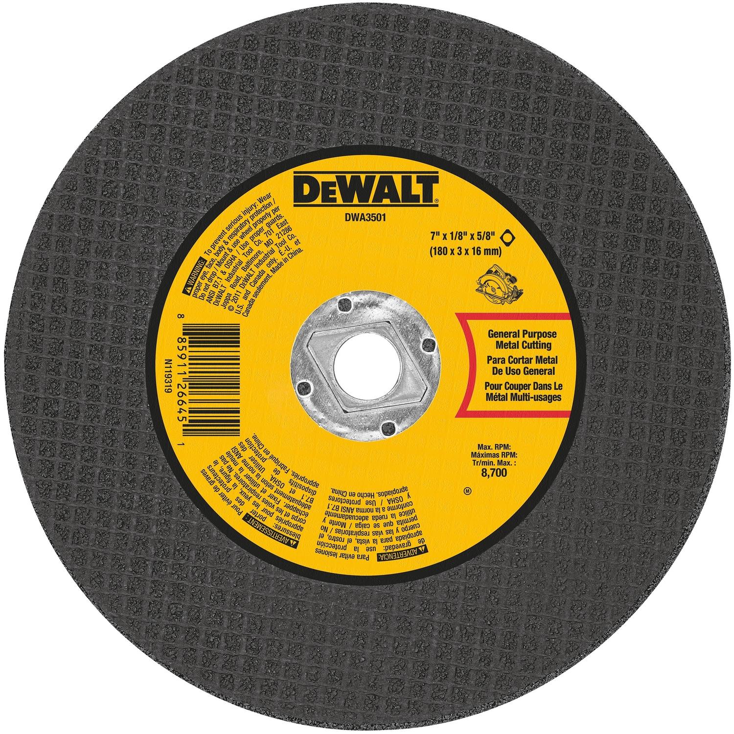 DeWalt High Performance 7 in. D X 5/8 in. X 1/8 in. thick Aluminum Oxide Metal Cutting Saw Blade 1 p