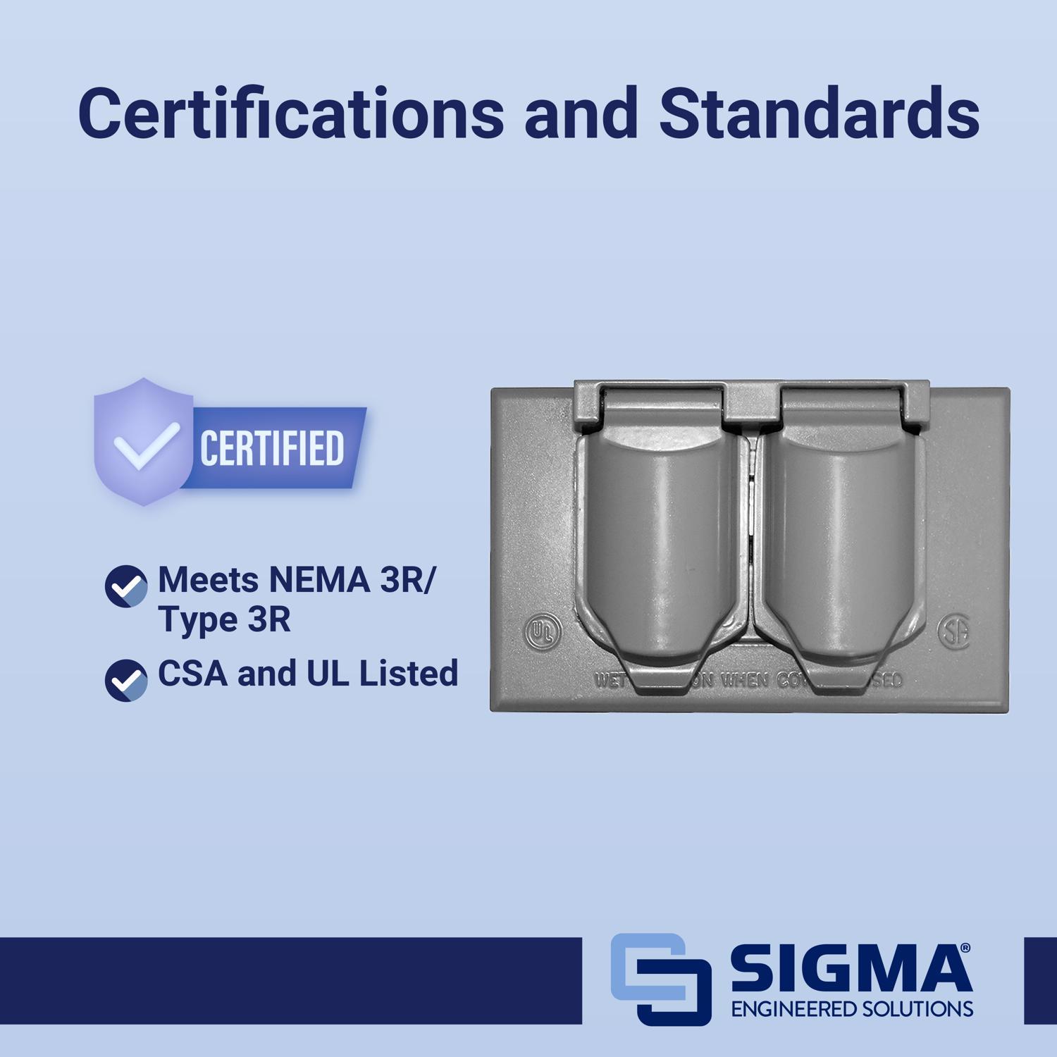 Sigma Engineered Solutions Rectangle Die-Cast Metal 1 gang 2.83 in. H X 4.57 in. W Horizontal Duplex