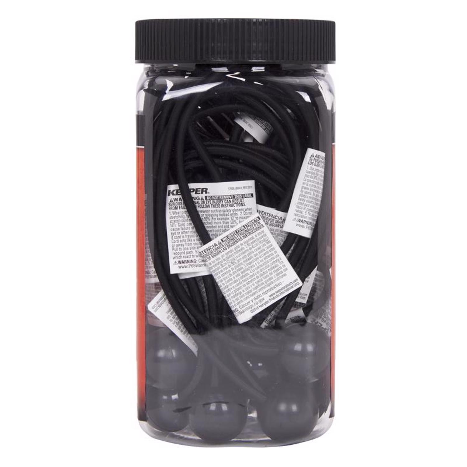 Keeper Black Bungee Ball Cord 8 in. L X 0.315 in. 25 pk