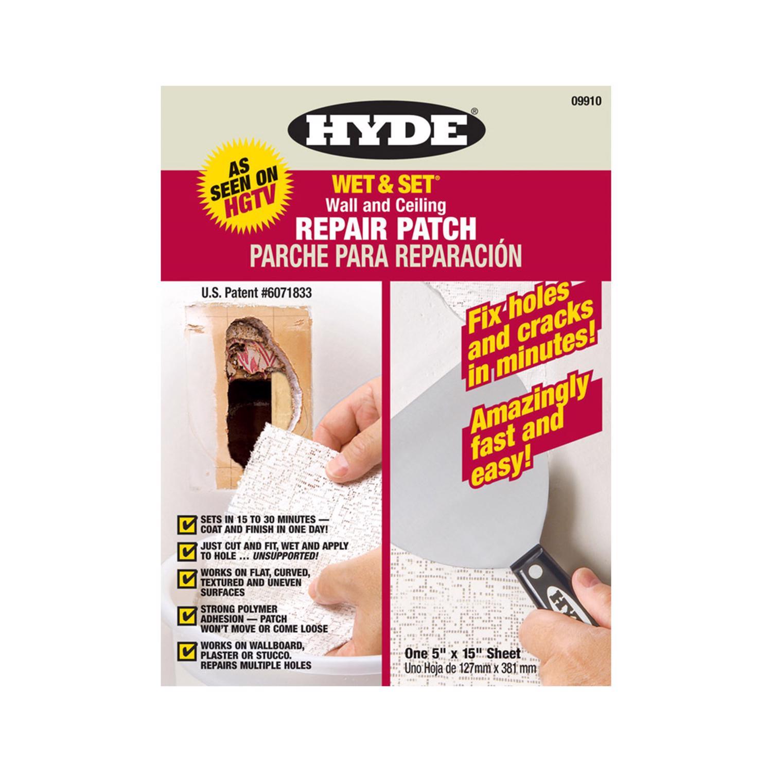 Hyde 15in. L x 5in. W Composite White Wet & Set Wall And Ceiling Repair Patch