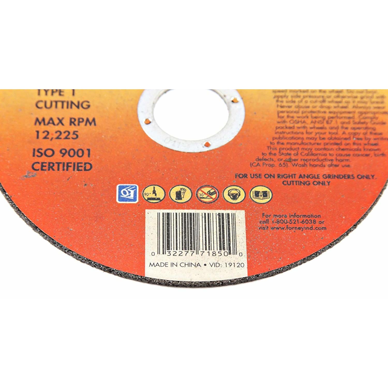 Forney 5 in. D X 7/8 in. X 1/16 in. thick Aluminum Oxide Metal Cut-Off Wheel 1 pc