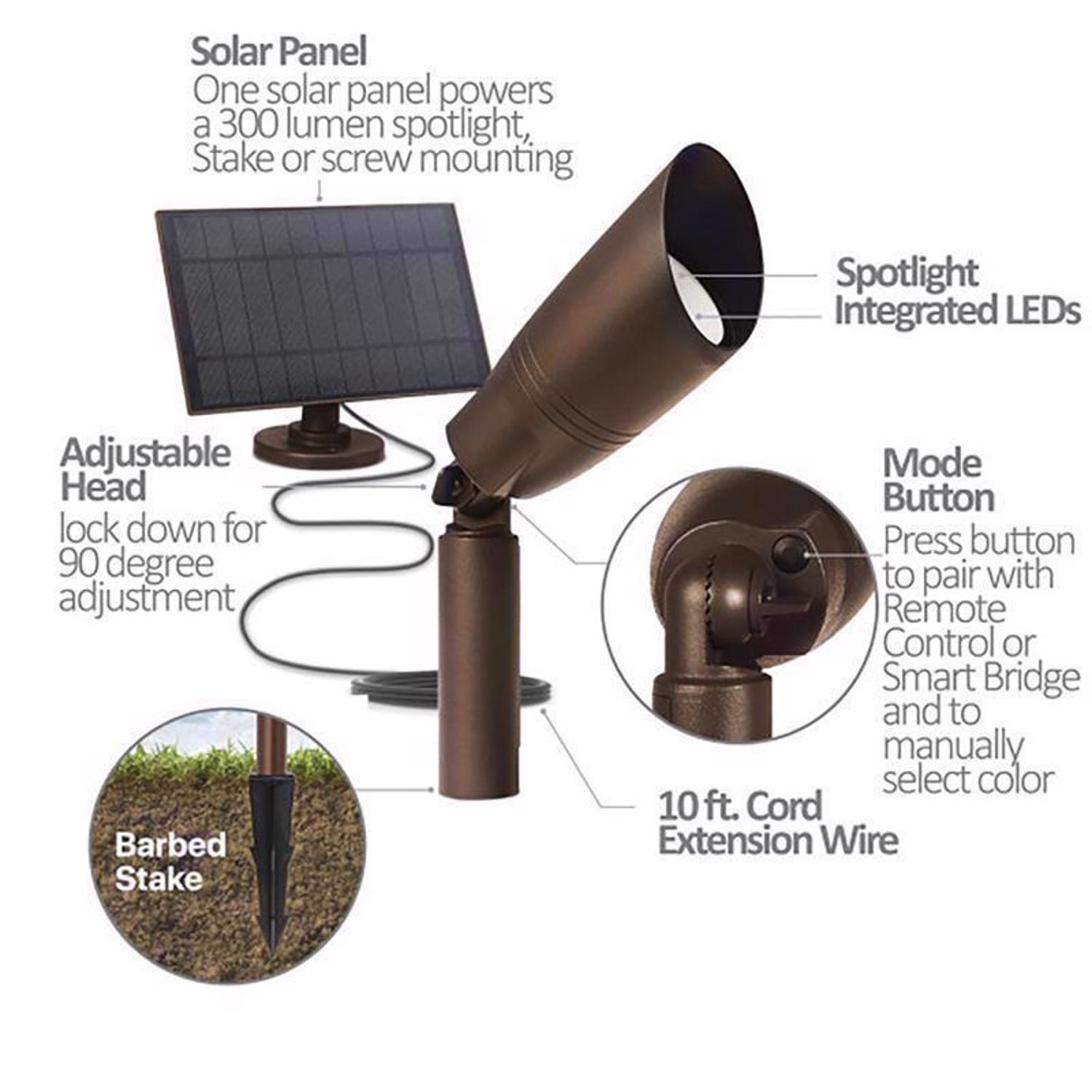 Feit OneSync Solar Powered 3 W LED Spot Light Kit 1 pk