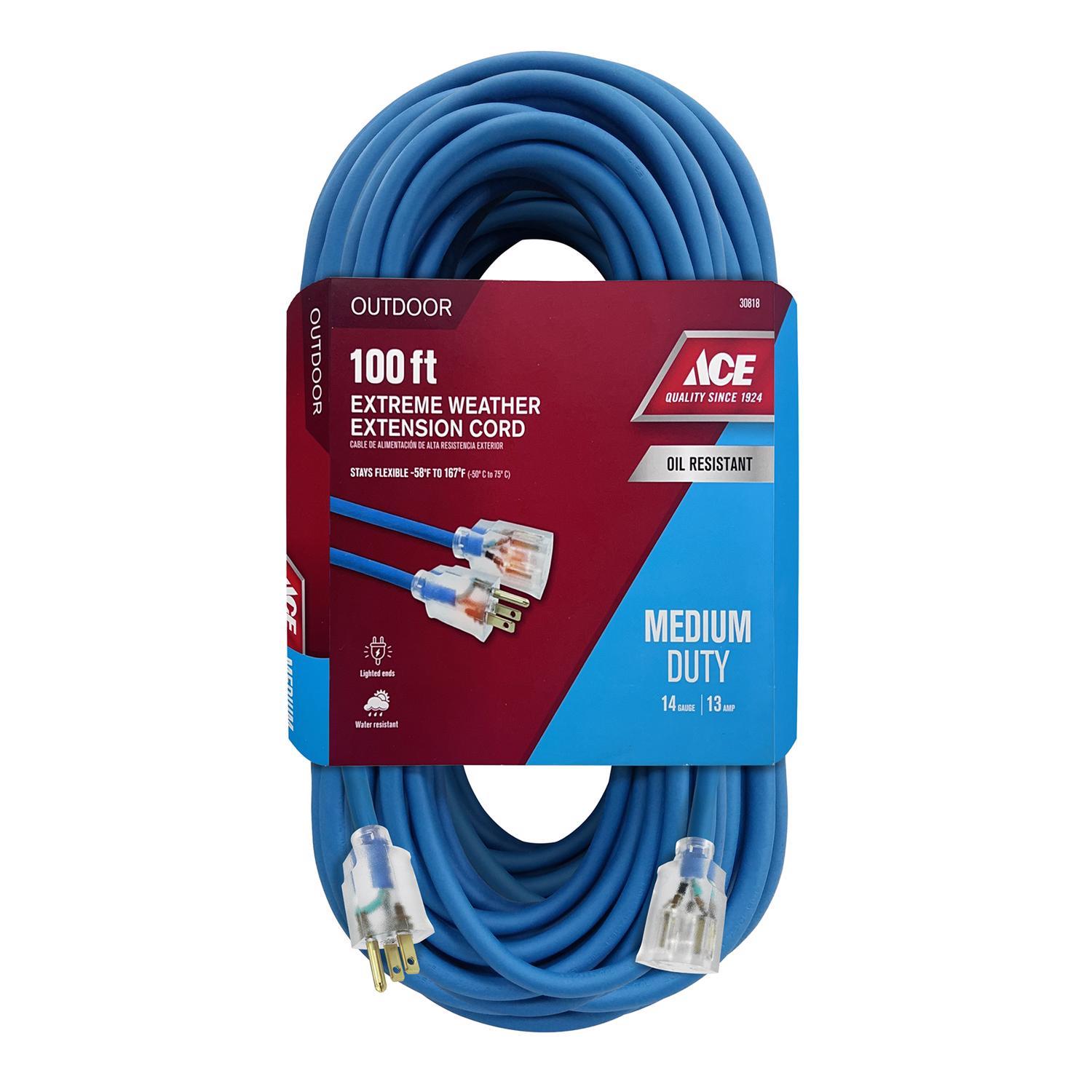 Ace Outdoor 100 ft. L Blue Extension Cord 14/3 SJOW