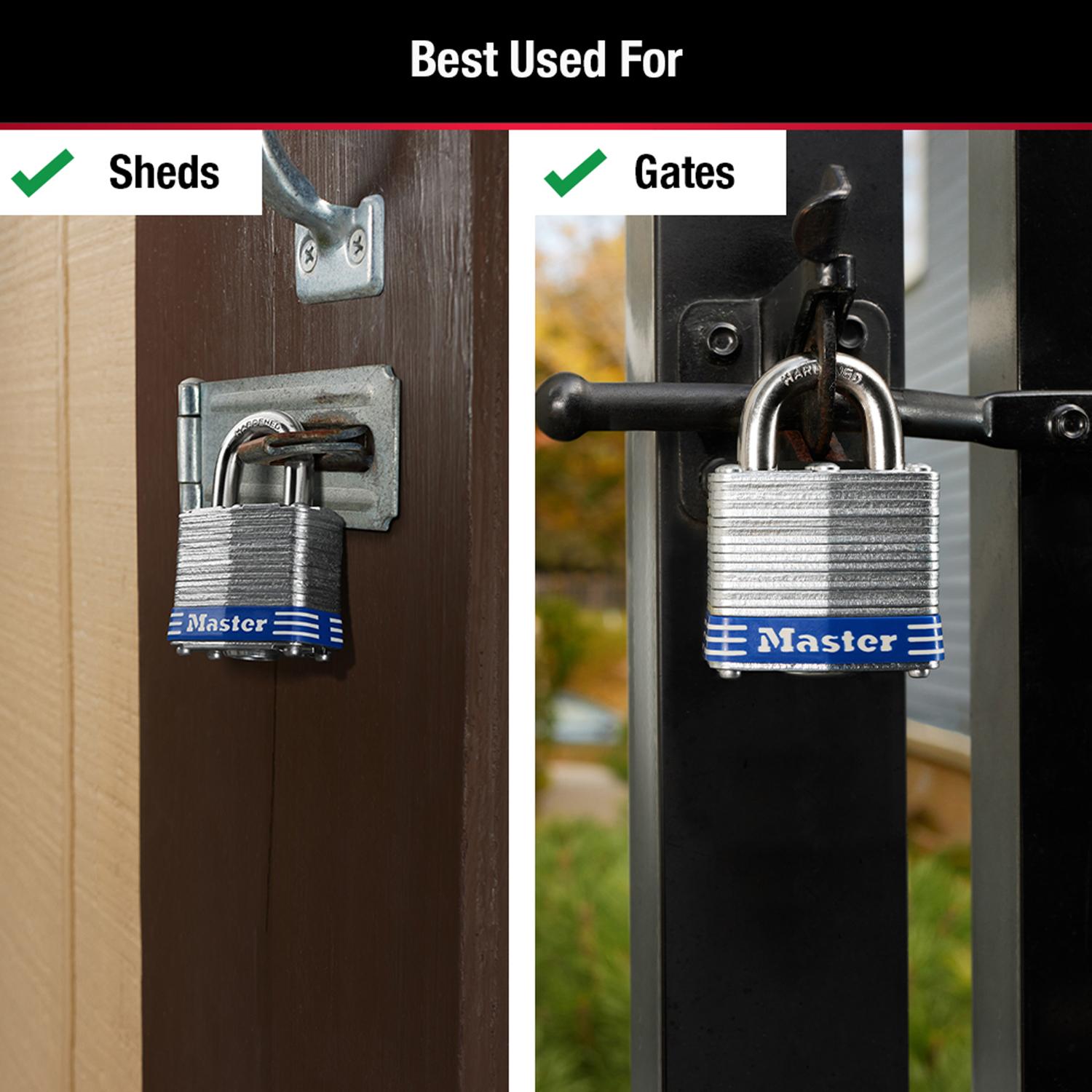Master Lock 2 25/64 in. H X 1-9/16 in. W Laminated Steel 4-Pin Cylinder Exterior Padlock