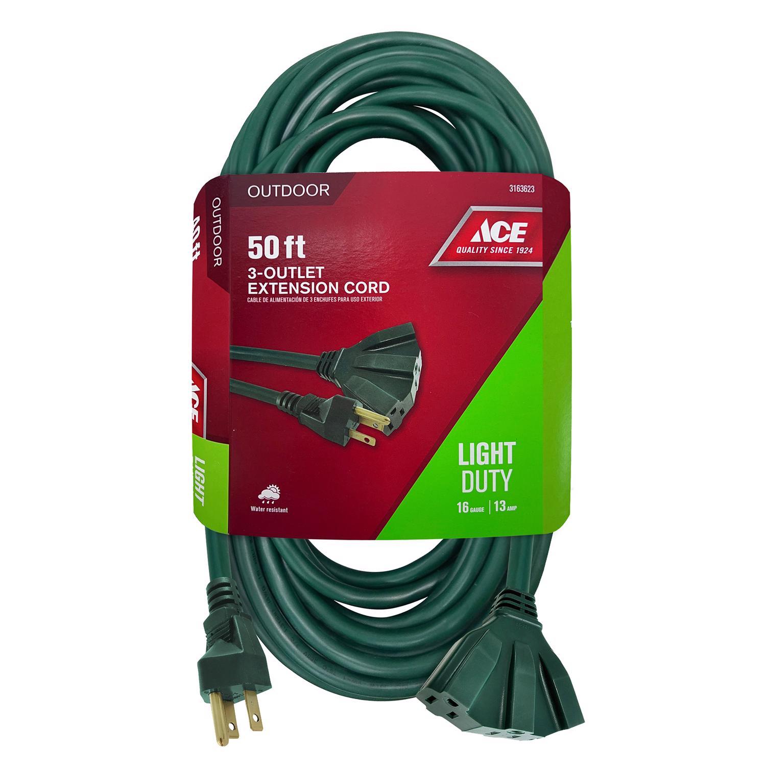 Ace Outdoor 50 ft. L Green Triple Outlet Cord 16/3 SJTW
