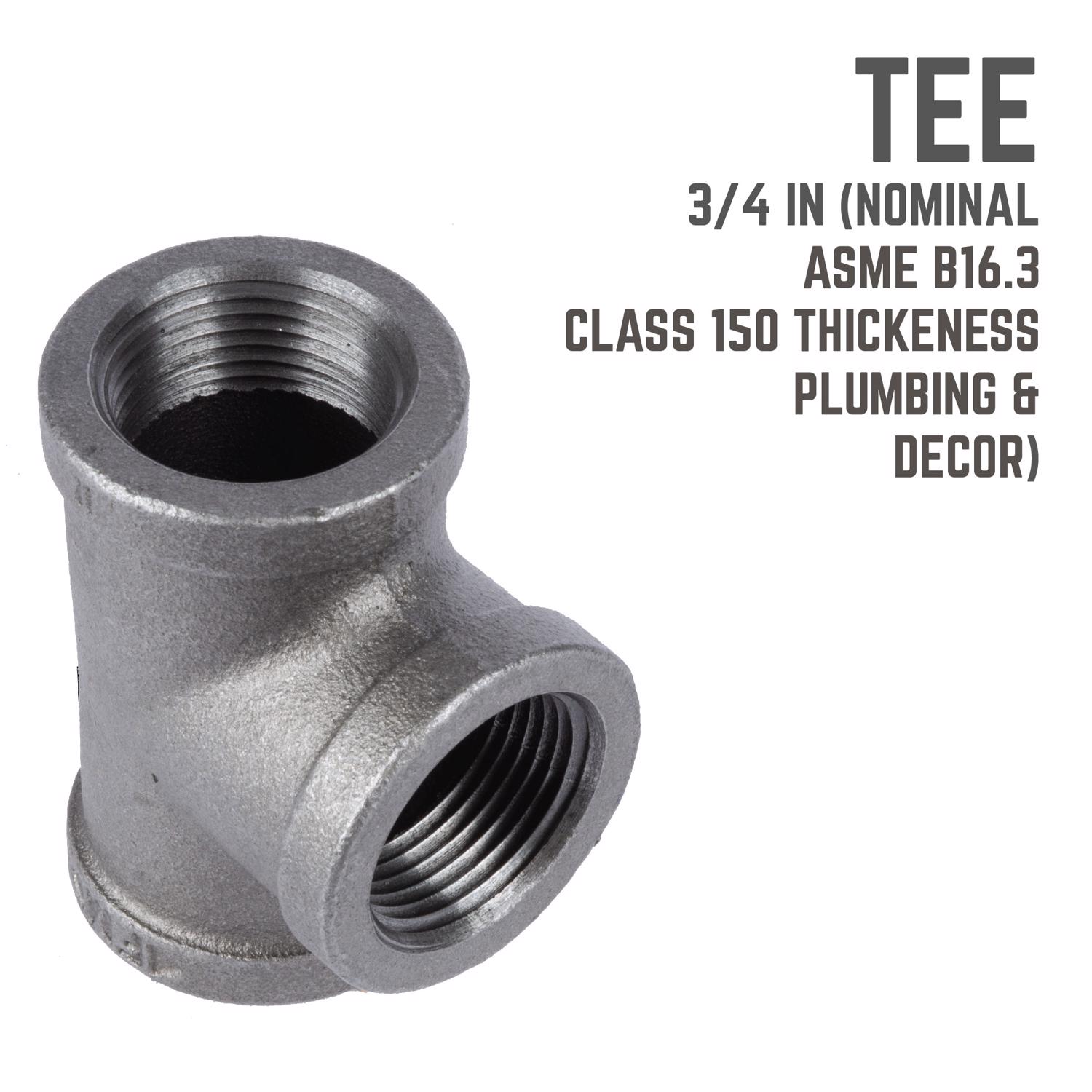 STZ Industries 3/4 in. FIP each X 3/4 in. D FIP 3/4 in. D FIP Black Malleable Iron Tee